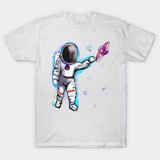 Astronaut in space reaching for the stars - cute Cavoodle, Cavapoo, Cavalier King Charles Spaniel T-Shirt